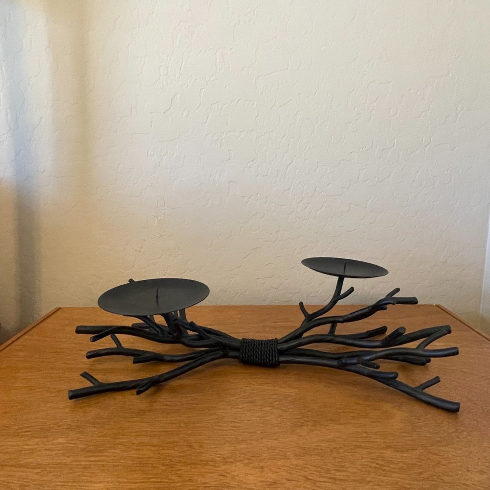 Crate&Barrel Matte Black Branch Candle Holder